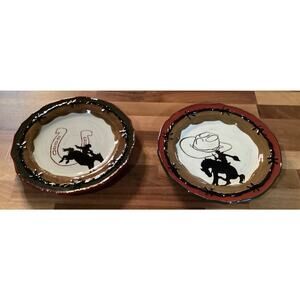 Sonoma Happy Trails Western Cowboy Hat Salad Plates Set of 2